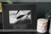 Black-Leatherette-Picture-Frame-With-Custom-Silver-Laser-Family-Logo