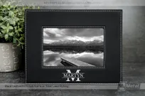 Black-Leatherette-Picture-Frame-With-Silver-Laser-Family-Logo