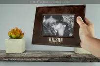 Rustic-Picture-Frame-With-Silver-Laser-Etching-Wilson-Family-Shelf