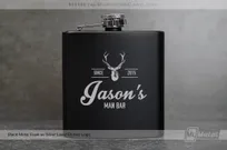 Black-Metal-Flask-With-Silver-Laser-Etching-Man-Bar-Logo