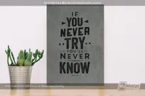 Gray-Leatherette-Wall-Decor-If-You-Never-Try-Quote-Artwork
