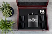 Black-Metal-Flask-Set-With-Rosewood-Box-And-Shot-Glasses